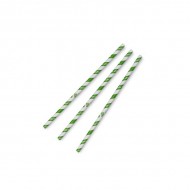 8 mm-es, zöld csíkos papír szívószál ( 1 csomag / 150 db)