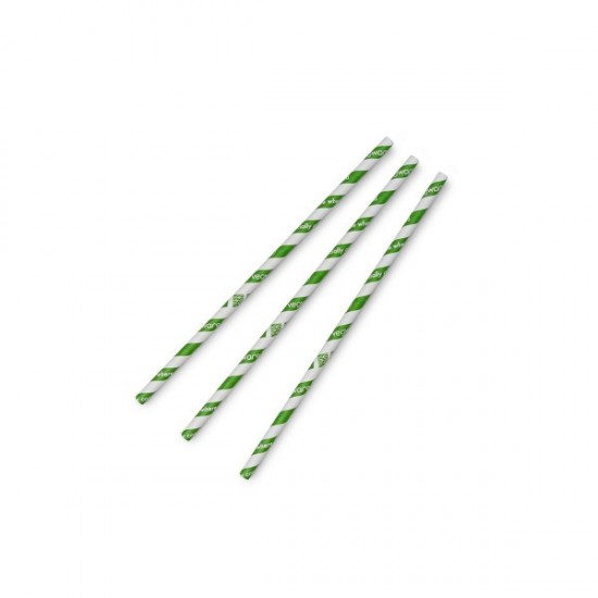 8 mm-es, zöld csíkos papír szívószál