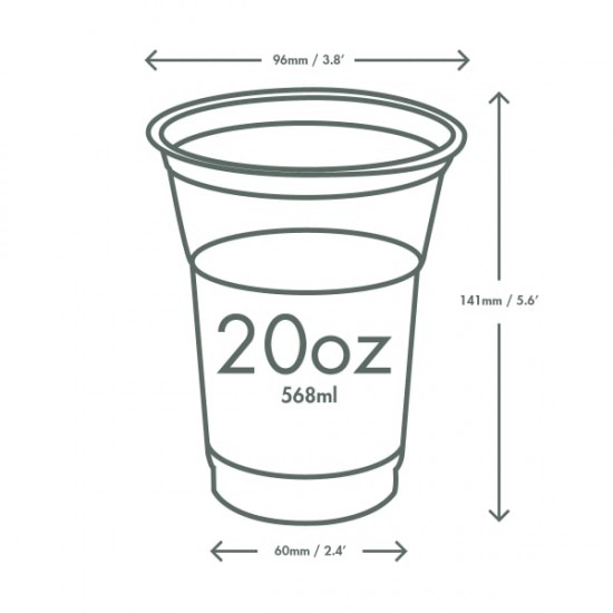 5,9 dl-es, feliratos PLA pohár - PLA poharak Vegware logóval - Doremi csomagolóanyag webáruház