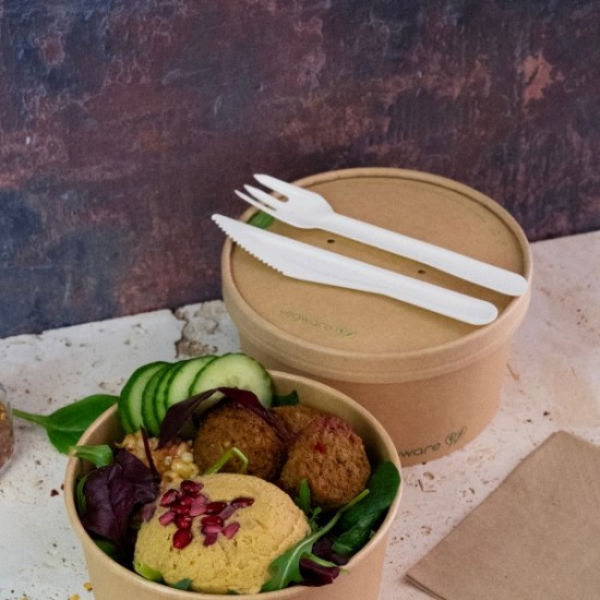 Kraft papírtető kerek ételtárolóhoz - Bon appetit tálak - Doremi csomagolóanyag webáruház