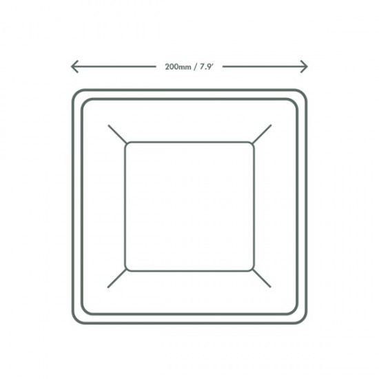 20 cm-es négyzet alakú cukornád tányér - négyszögletű cukornád tányérok - Doremi csomagolóanyag webáruház