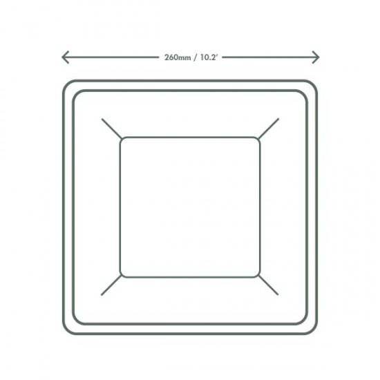 25 cm-es, négyzet alakú cukornád tányér - négyszögletű cukornád tányérok - Doremi csomagolóanyag webáruház